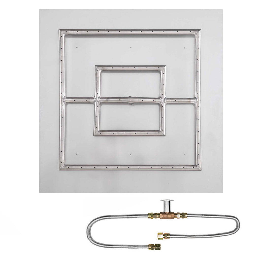 The Outdoor Plus Square Match Light Gas Fire Pit Burner Kit