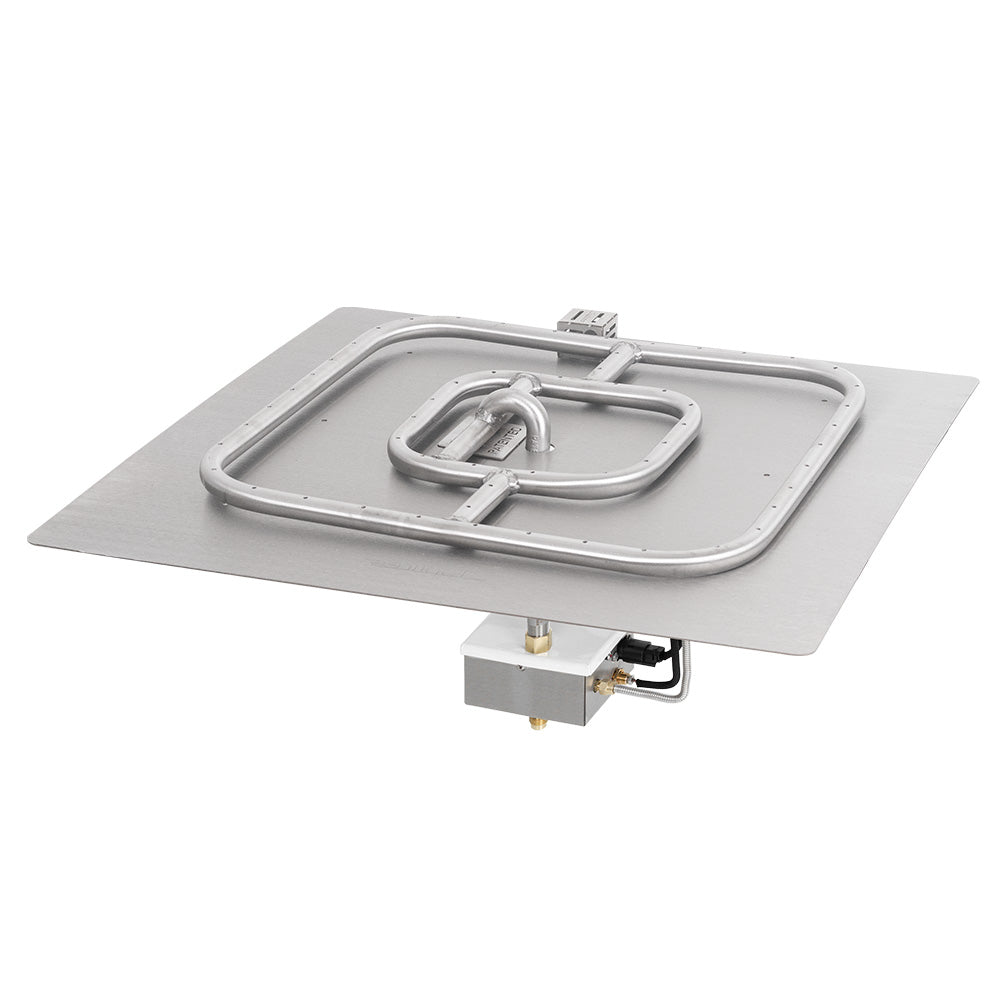 The Outdoor Plus Square Electronic Ignition Gas Fire Pit Burner Kit