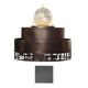 Round powder-coated steel gas fire and water bowl with dark base and clear acrylic globe
