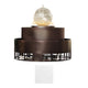 Dark round powder-coated steel gas fire & water bowl with clear globe centerpiece