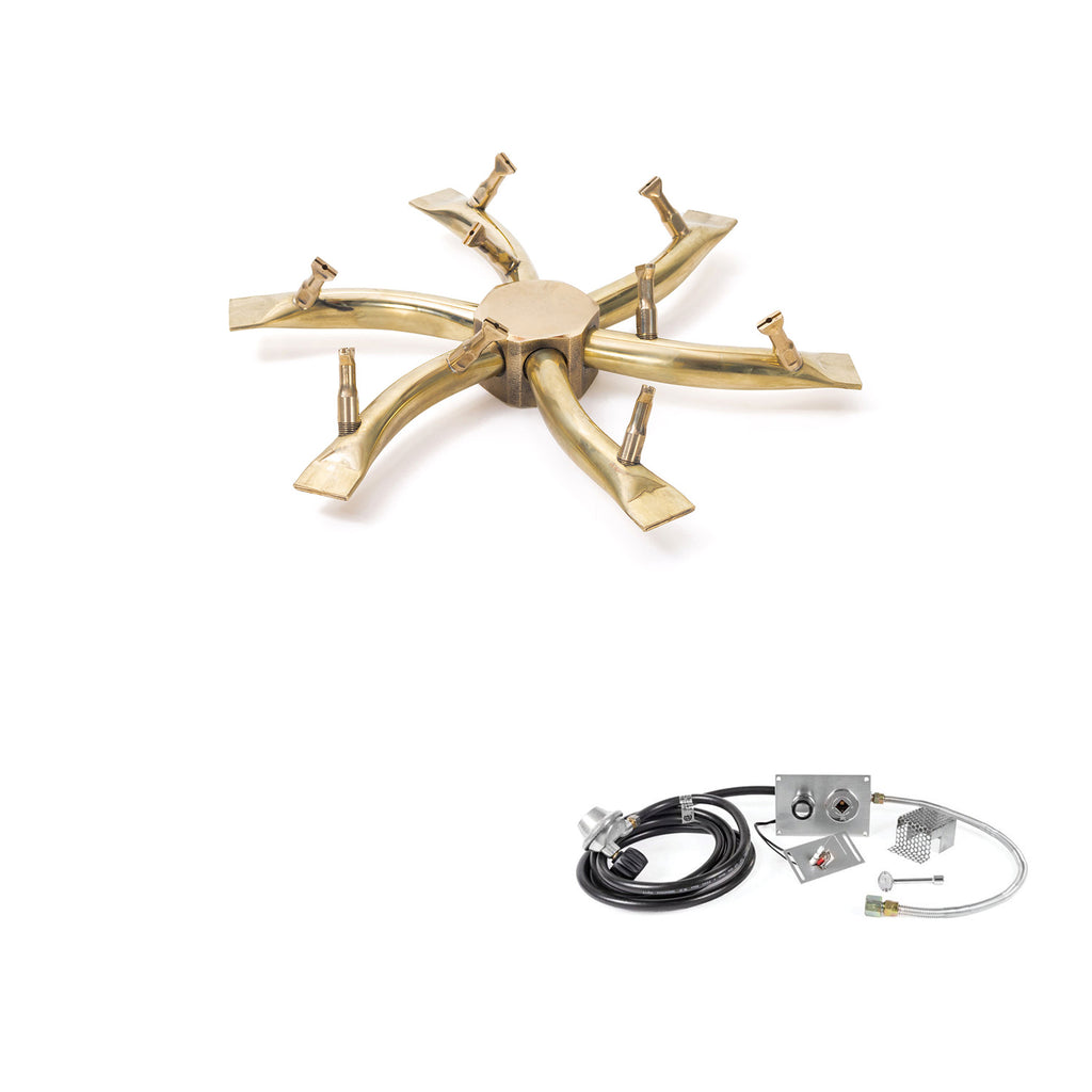 The Outdoor Plus Brass Bullet Spark Ignition Gas Fire Pit Burner Kit