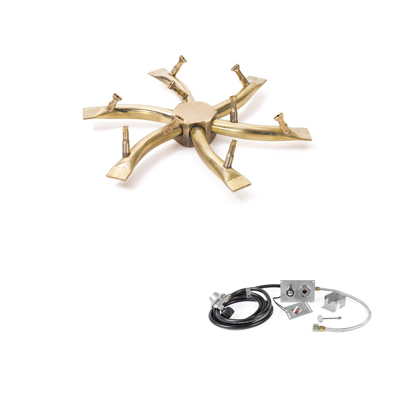 The Outdoor Plus Brass Bullet Spark Ignition Gas Fire Pit Burner Kit