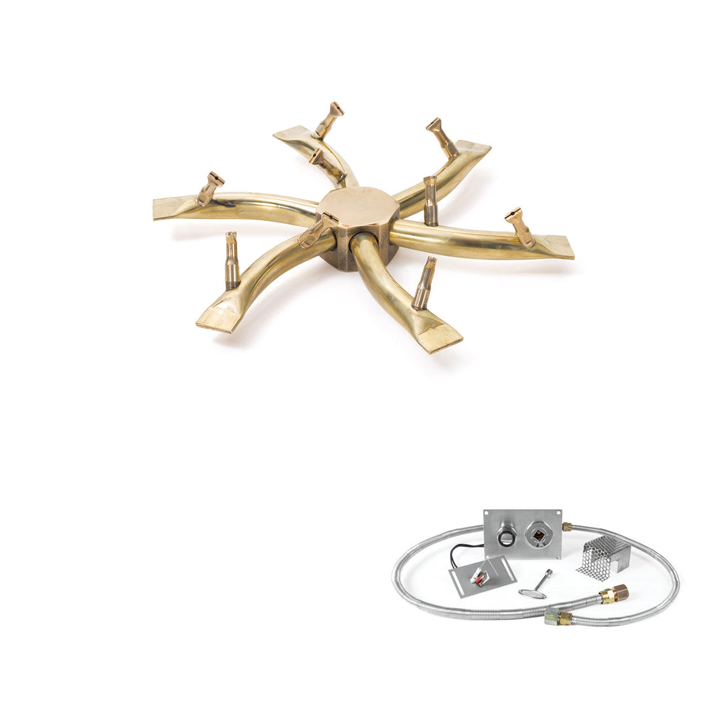The Outdoor Plus Brass Bullet Spark Ignition Gas Fire Pit Burner Kit
