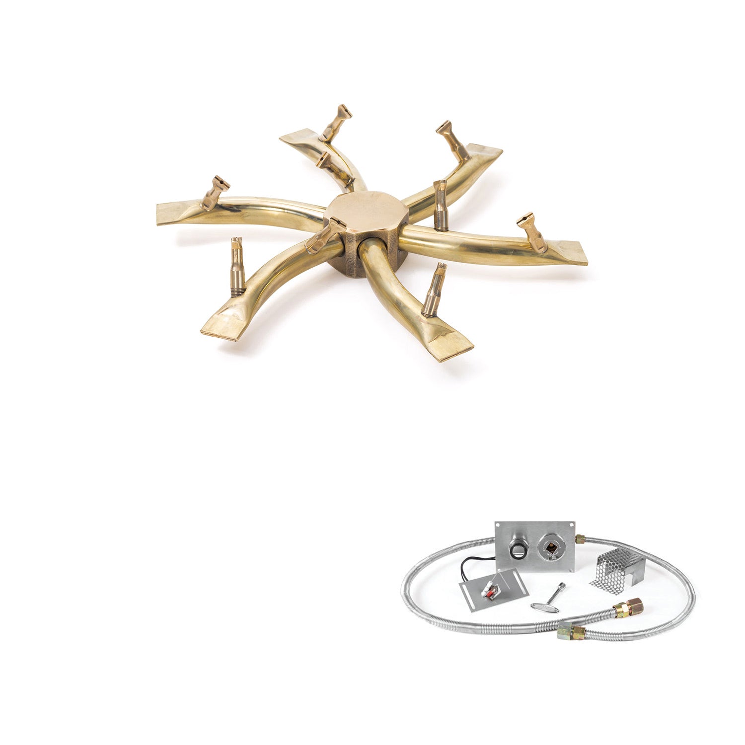The Outdoor Plus Brass Bullet Spark Ignition Gas Fire Pit Burner Kit