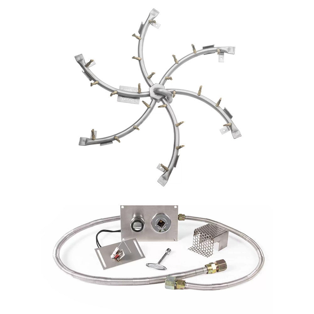 The Outdoor Plus Stainless Steel Bullet Spark Ignition Gas Fire Pit Burner Kit