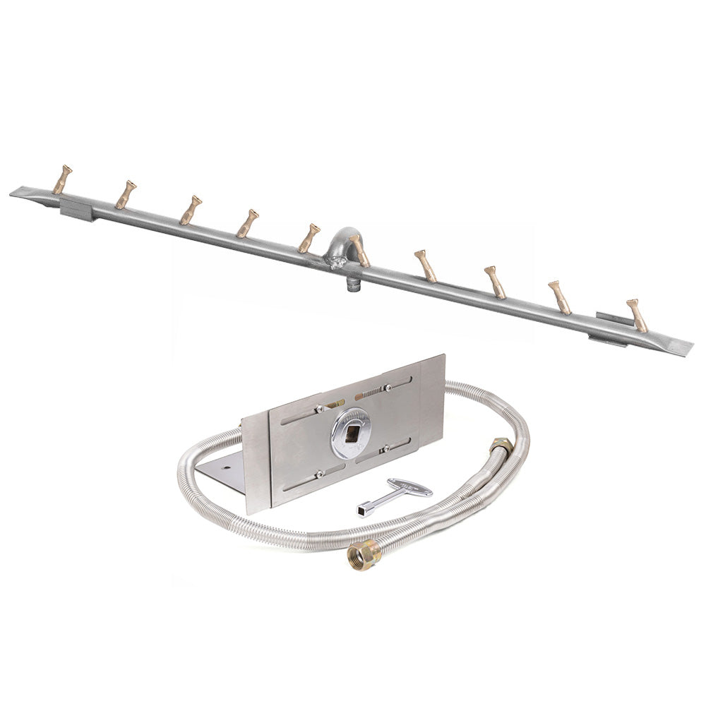 The Outdoor Plus Stainless Steel Linear Bullet Match Light Gas Fire Pit Burner Kit