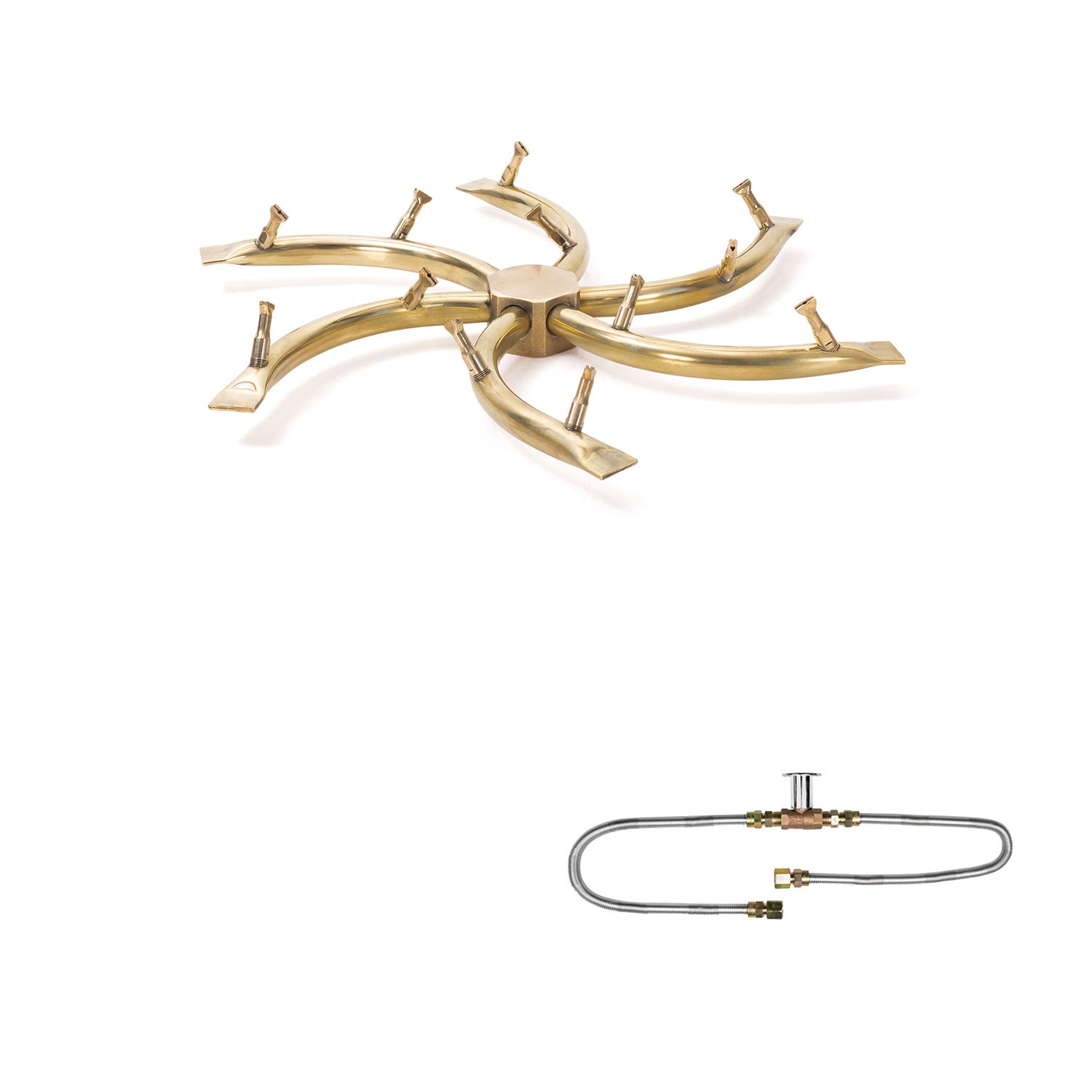 The Outdoor Plus Brass Bullet Match Light Gas Fire Pit Burner Kit