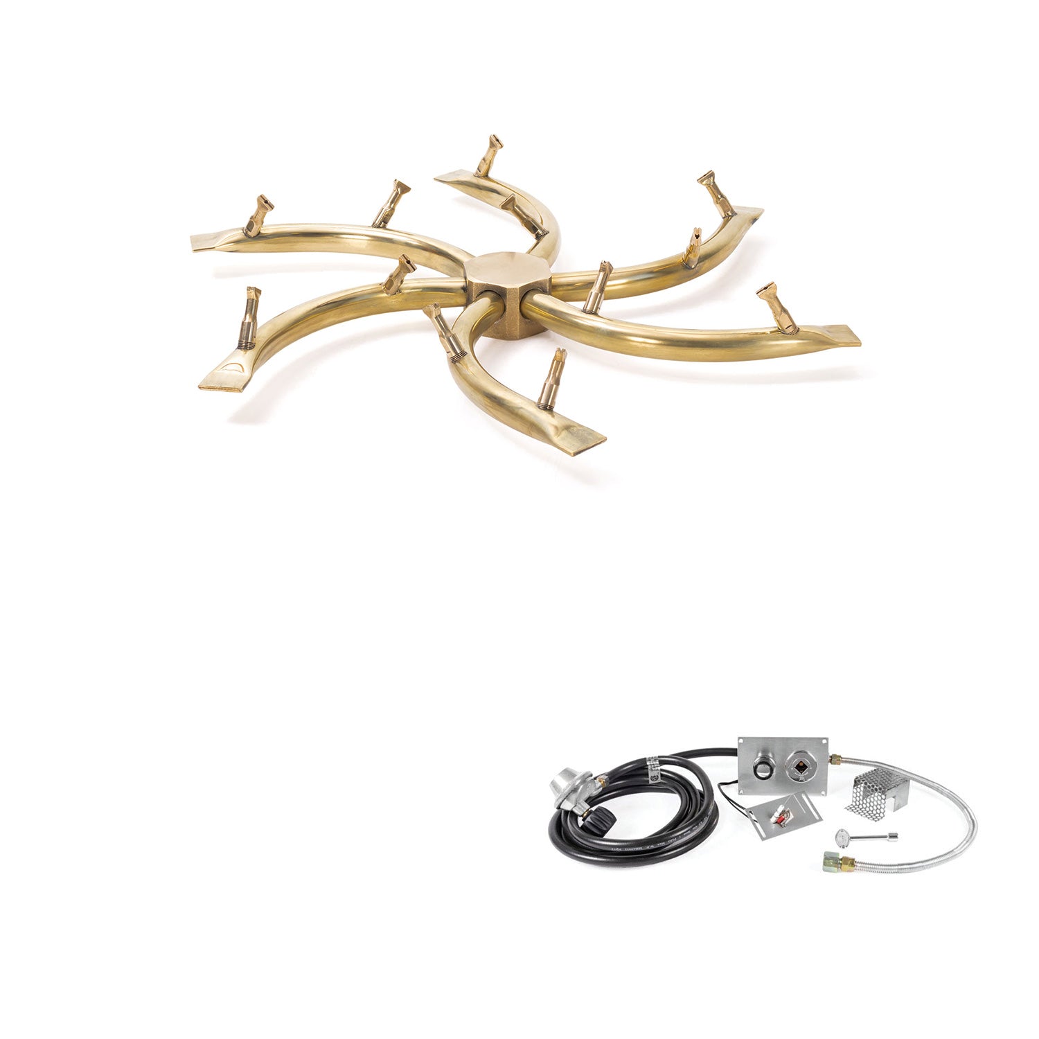 The Outdoor Plus Brass Bullet Spark Ignition Gas Fire Pit Burner Kit