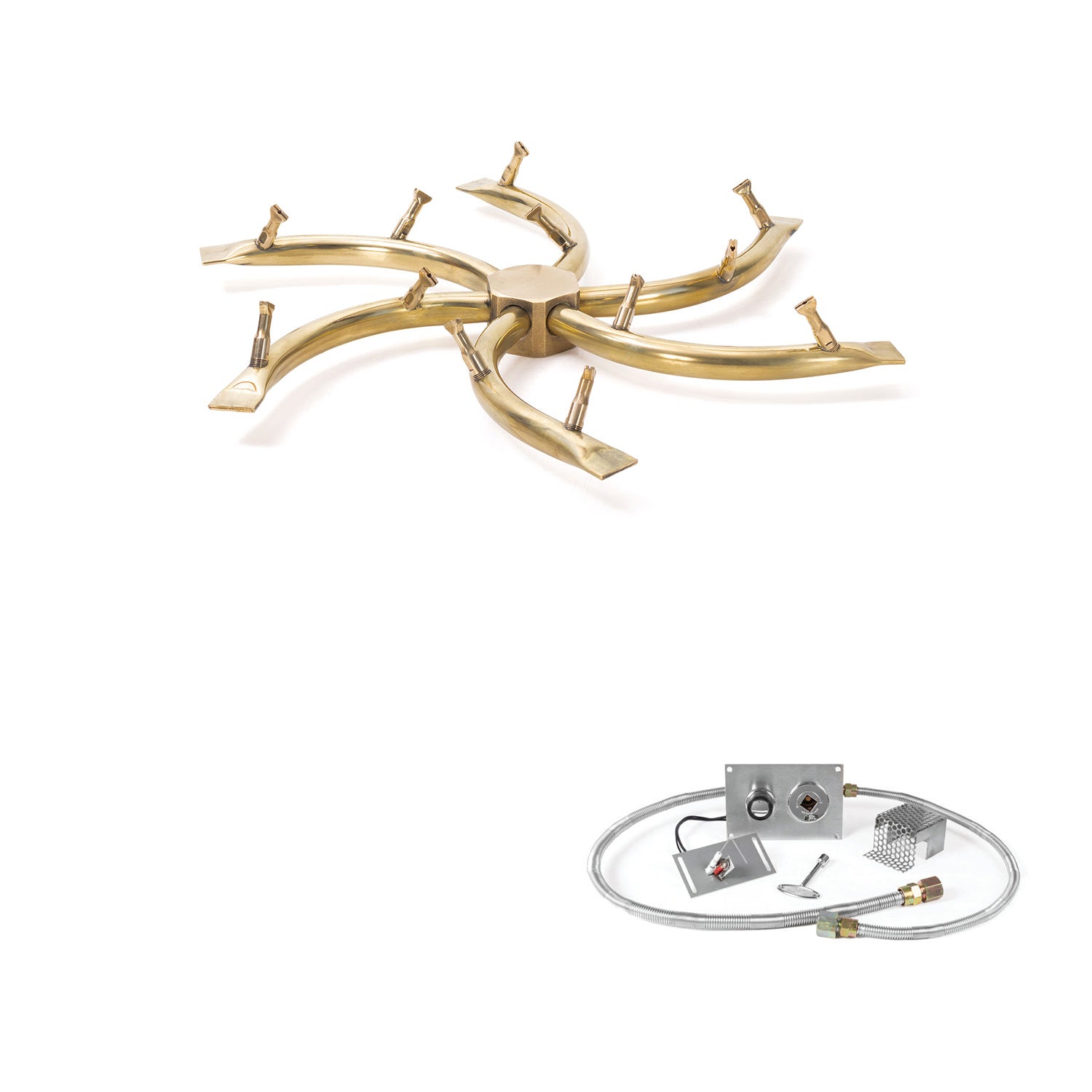 The Outdoor Plus Brass Bullet Spark Ignition Gas Fire Pit Burner Kit