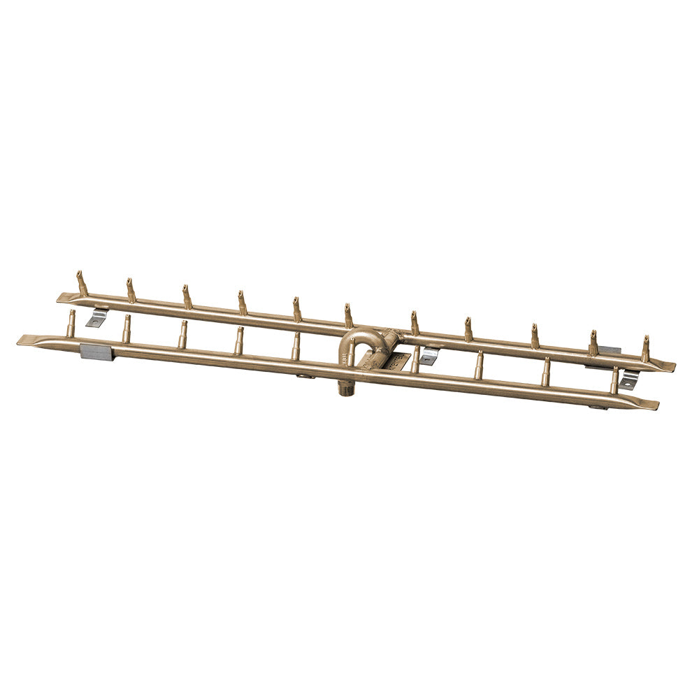 The Outdoor Plus Brass Rectangular H-Shaped Bullet Gas Fire Pit Burner