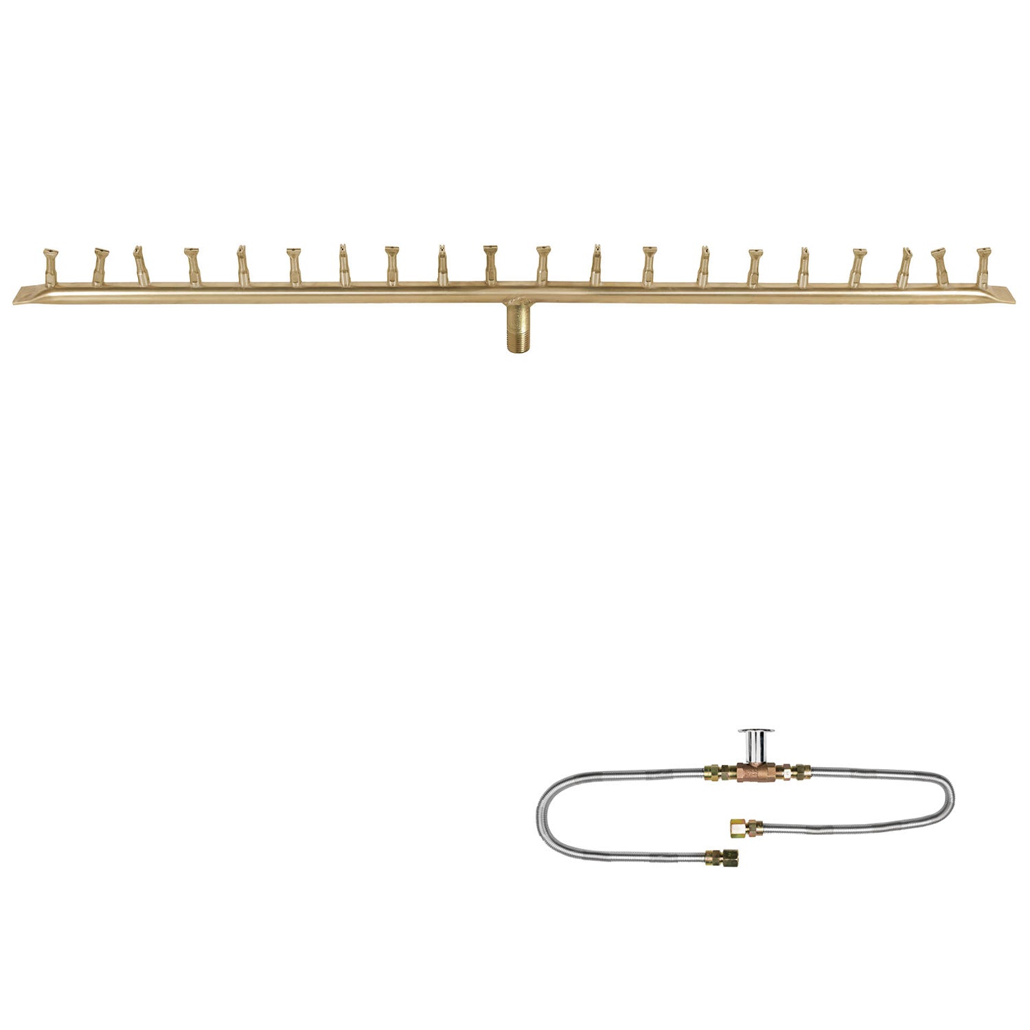 The Outdoor Plus Brass Linear Bullet Match Light Gas Fire Pit Burner Kit
