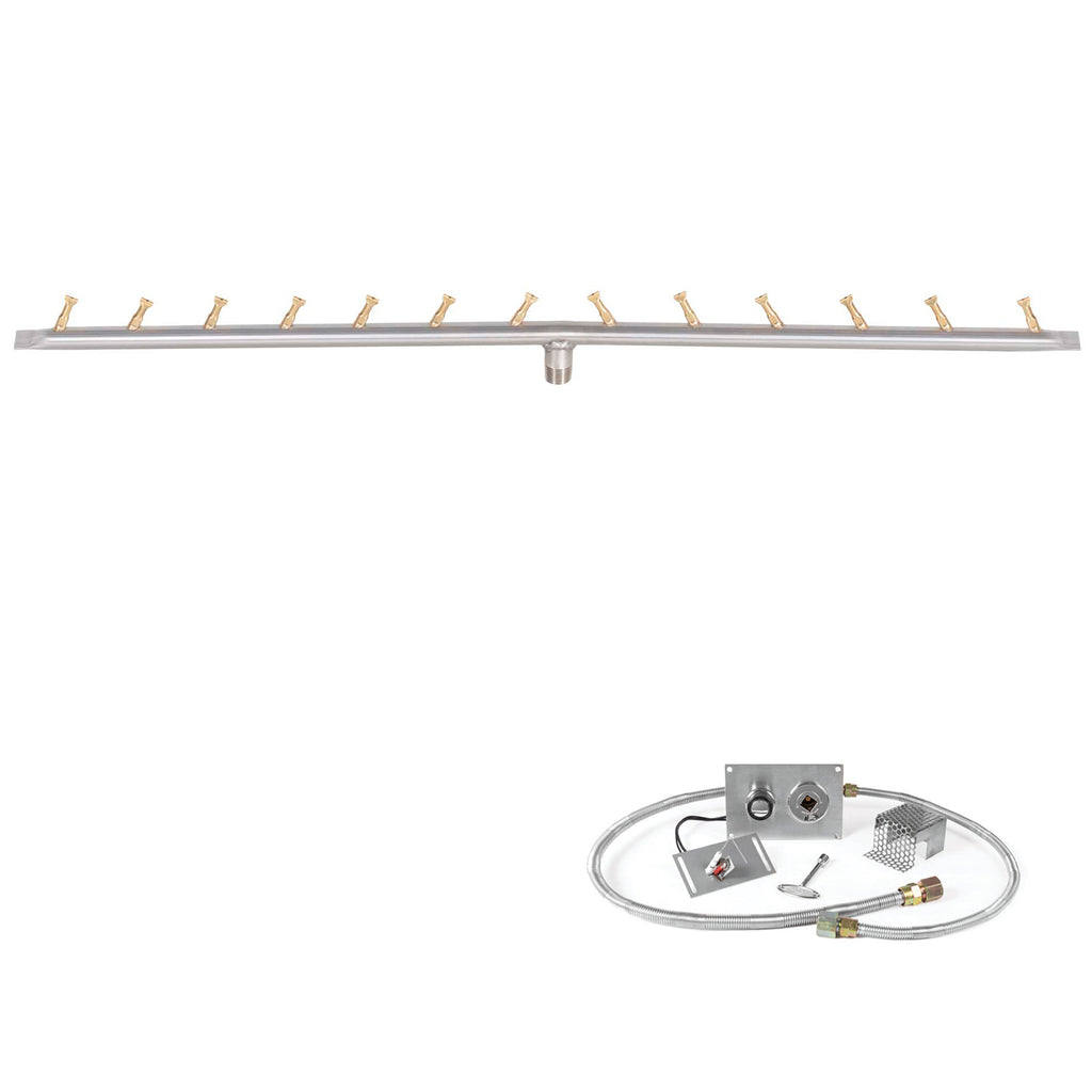 The Outdoor Plus Stainless Steel Linear Bullet Spark Ignition Gas Fire Pit Burner Kit