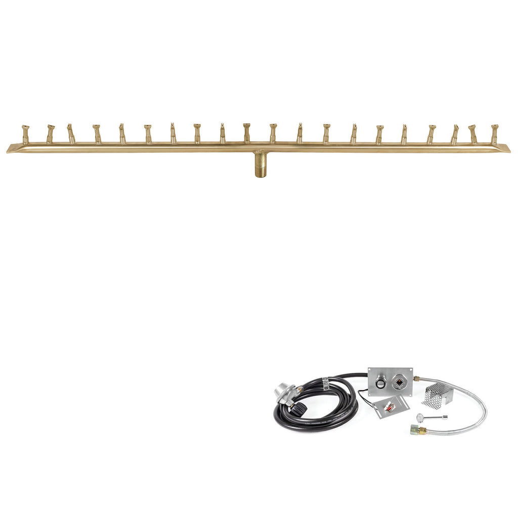The Outdoor Plus Brass Linear Bullet Spark Ignition Gas Fire Pit Burner Kit