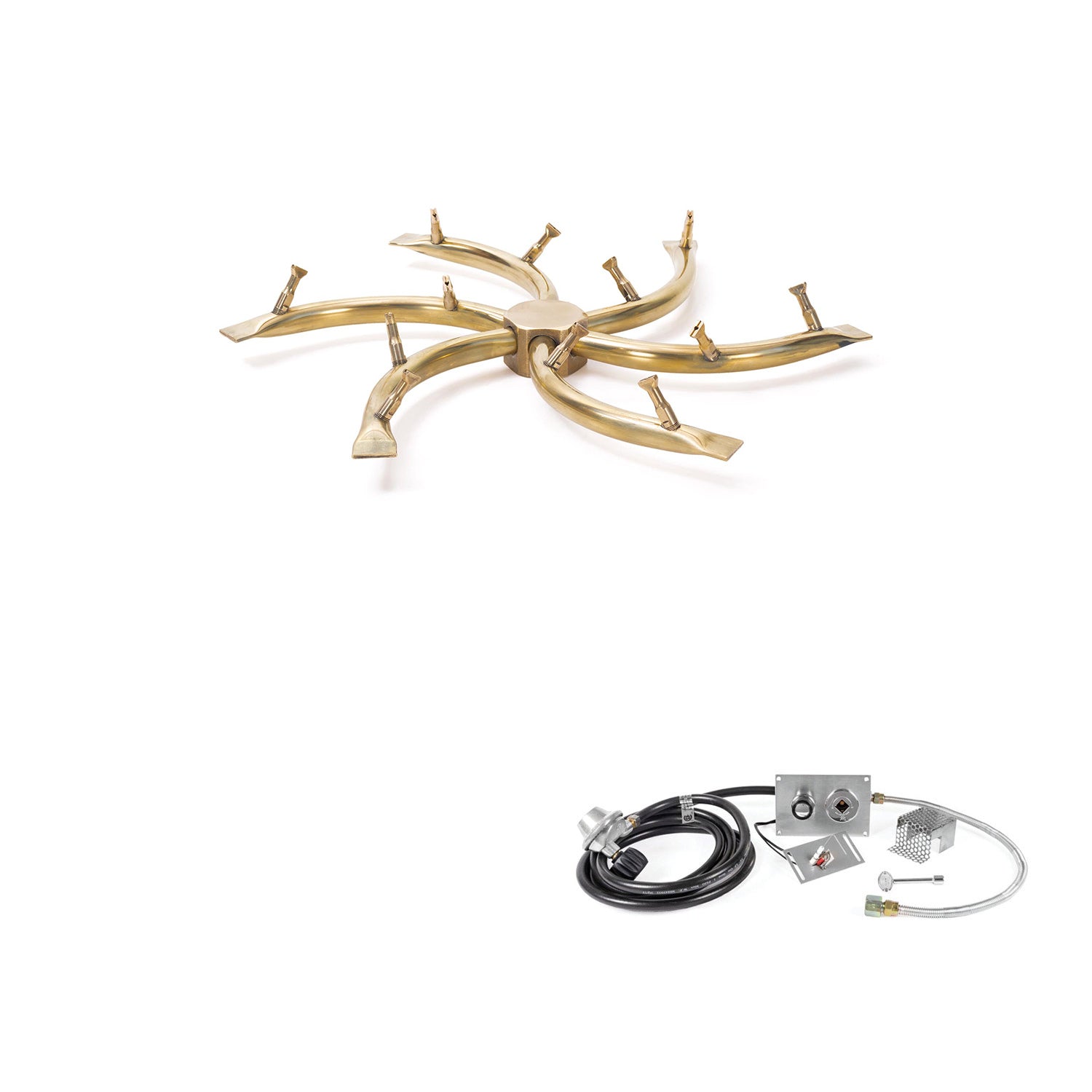 The Outdoor Plus Brass Bullet Spark Ignition Gas Fire Pit Burner Kit