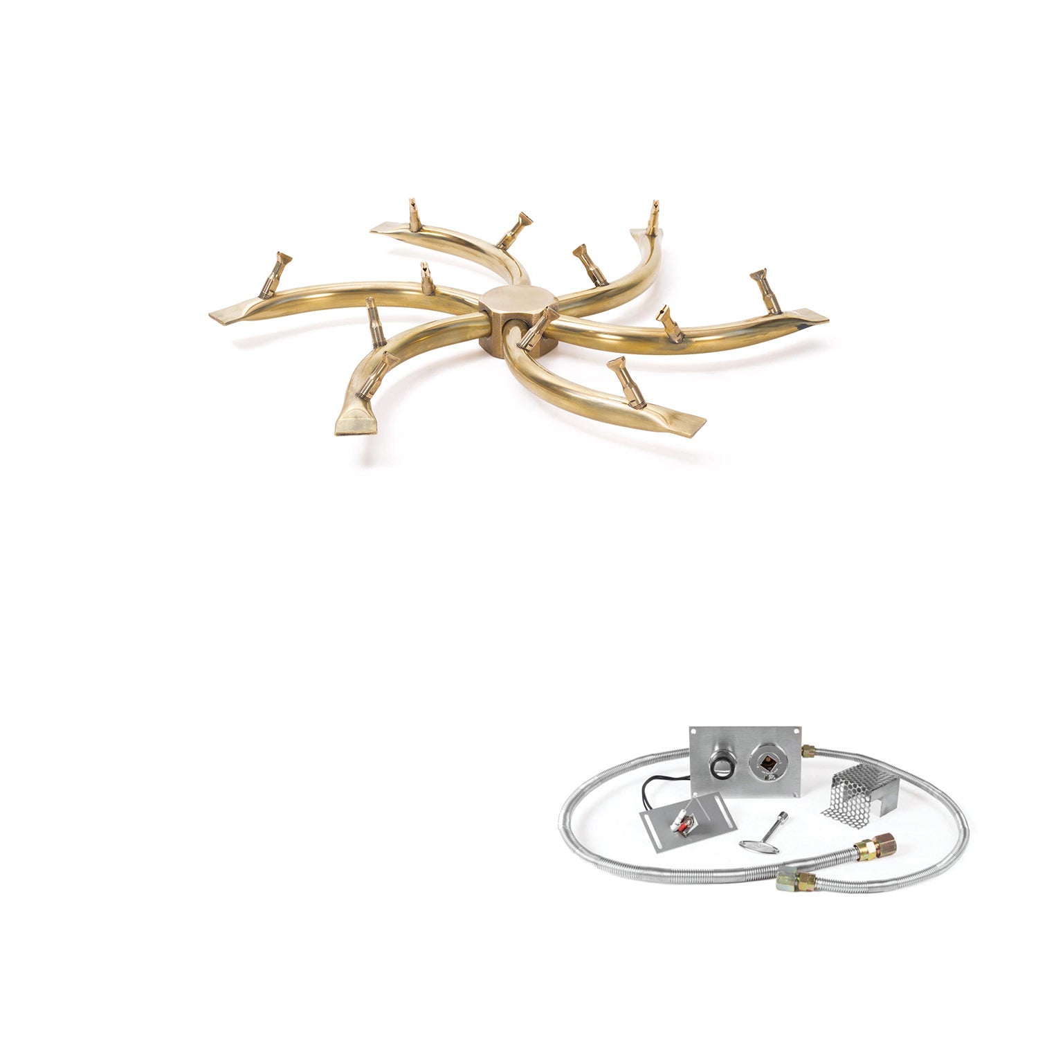 The Outdoor Plus Brass Bullet Spark Ignition Gas Fire Pit Burner Kit
