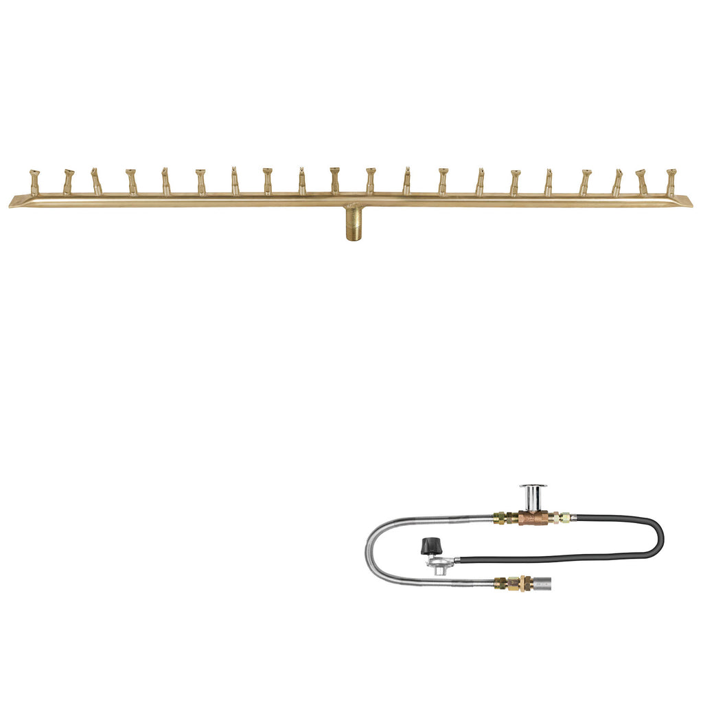The Outdoor Plus Brass Linear Bullet Match Light Gas Fire Pit Burner Kit