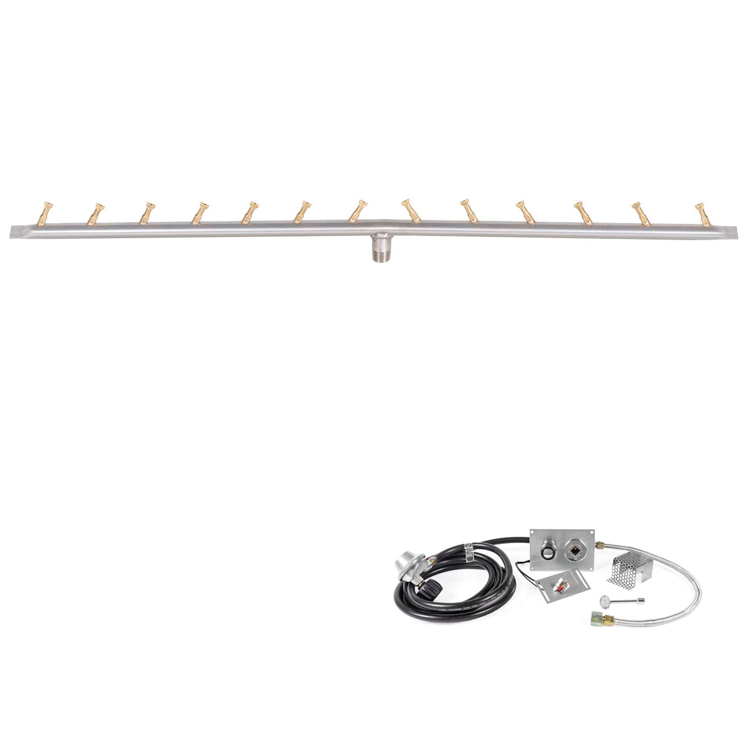 The Outdoor Plus Stainless Steel Linear Bullet Spark Ignition Gas Fire Pit Burner Kit
