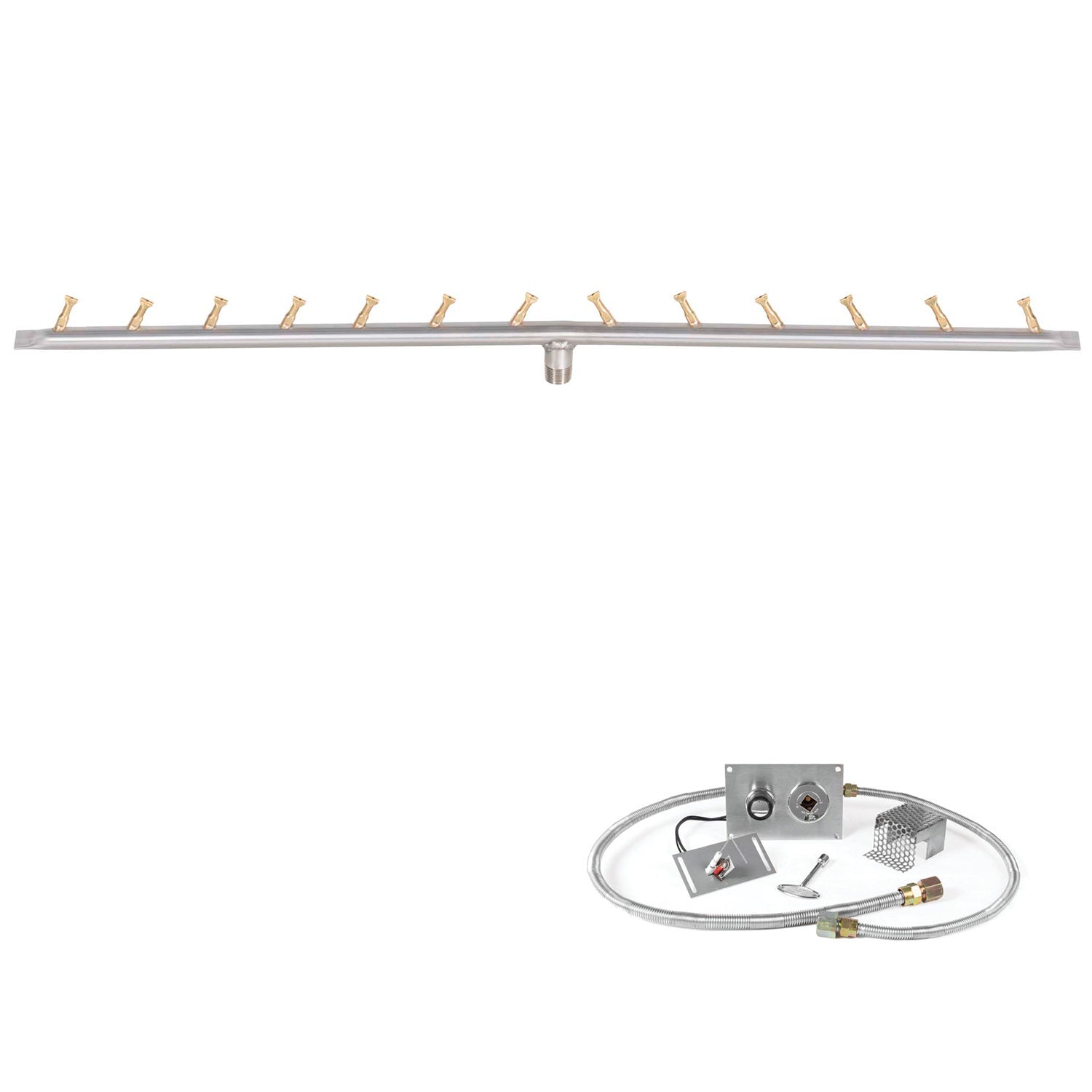 The Outdoor Plus Stainless Steel Linear Bullet Spark Ignition Gas Fire Pit Burner Kit