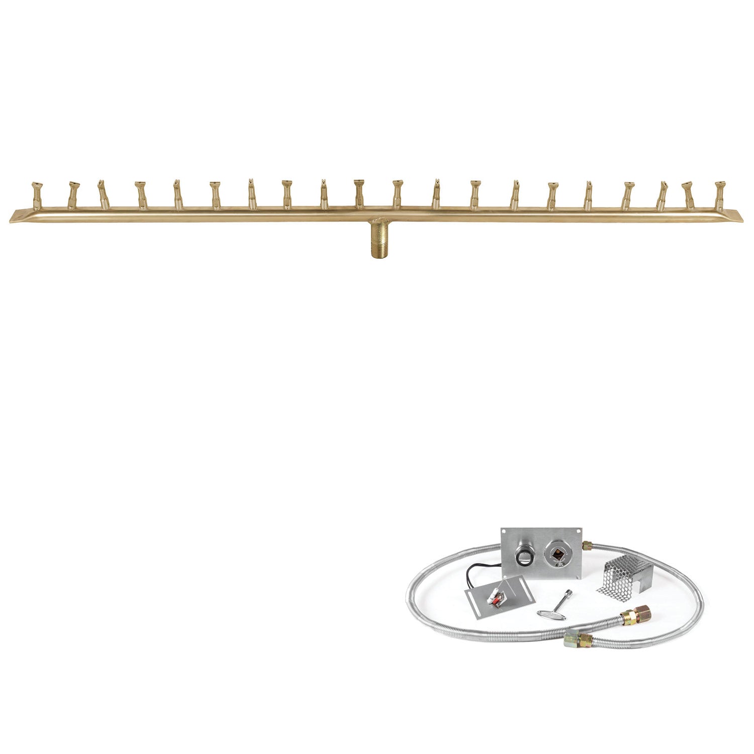 The Outdoor Plus Brass Linear Bullet Spark Ignition Gas Fire Pit Burner Kit