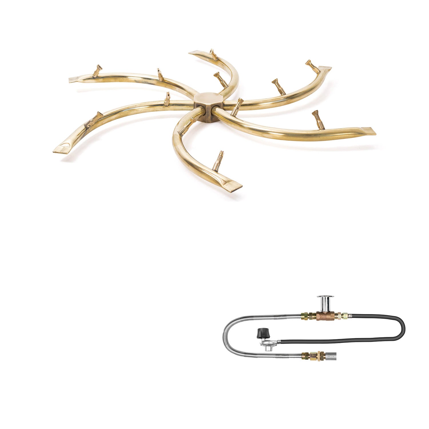 The Outdoor Plus Brass Bullet Match Light Gas Fire Pit Burner Kit