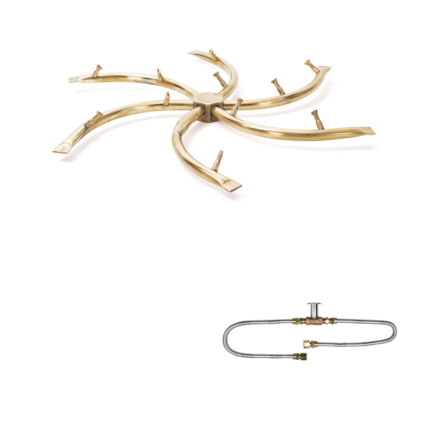 The Outdoor Plus Brass Bullet Match Light Gas Fire Pit Burner Kit