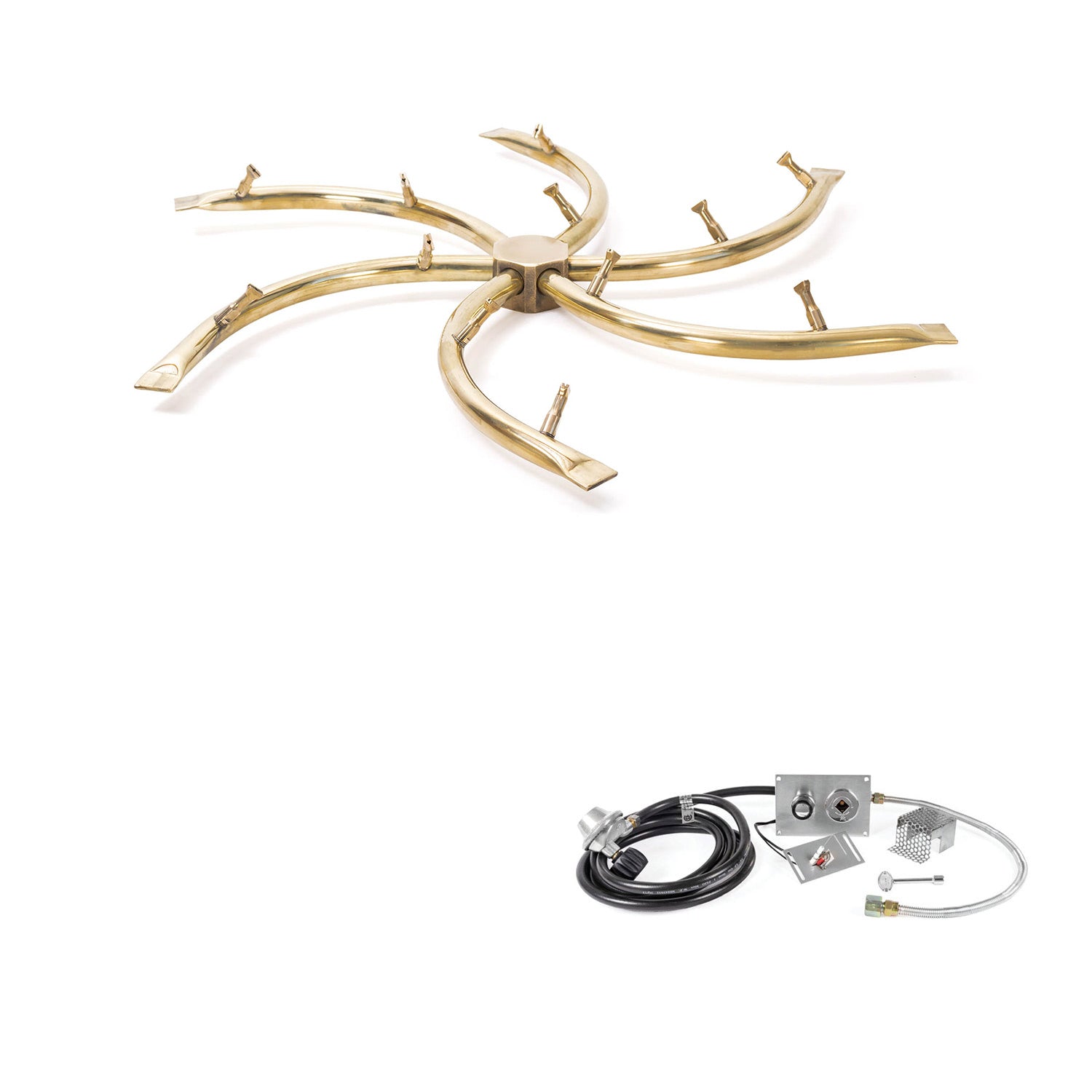 The Outdoor Plus Brass Bullet Spark Ignition Gas Fire Pit Burner Kit