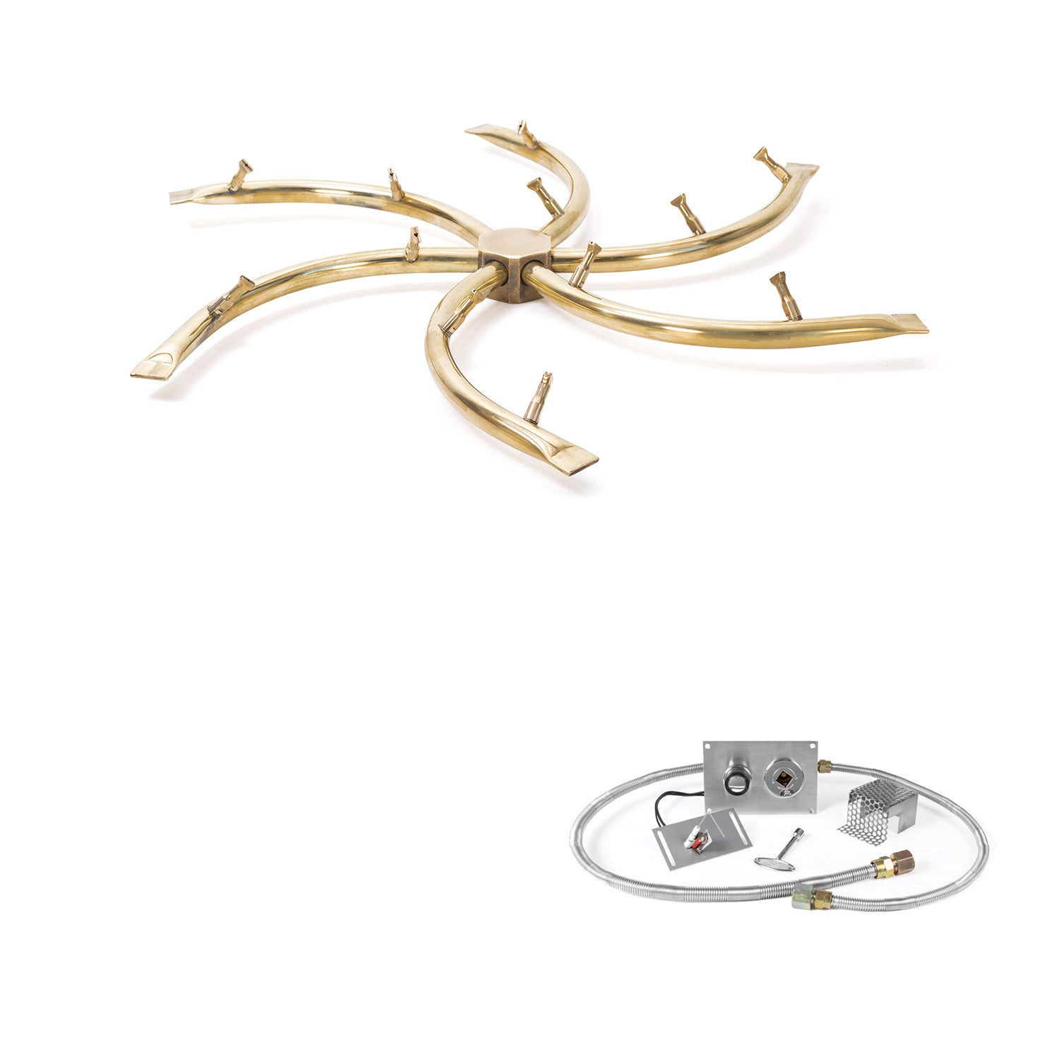 The Outdoor Plus Brass Bullet Spark Ignition Gas Fire Pit Burner Kit