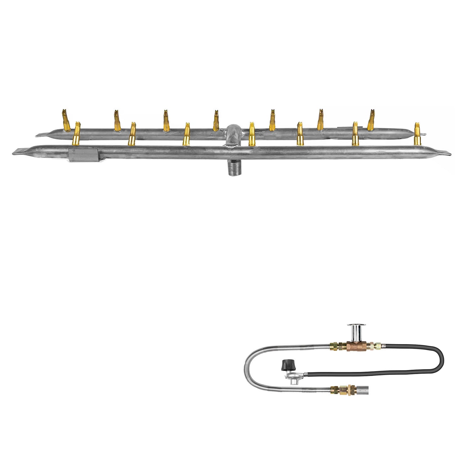 The Outdoor Plus Stainless Steel Linear H-Style Bullet Match Light Gas Fire Pit Burner Kit