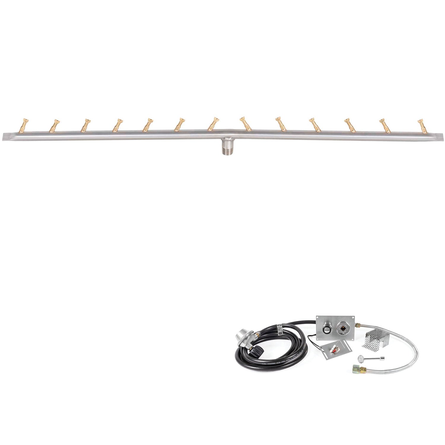 The Outdoor Plus Stainless Steel Linear Bullet Spark Ignition Gas Fire Pit Burner Kit