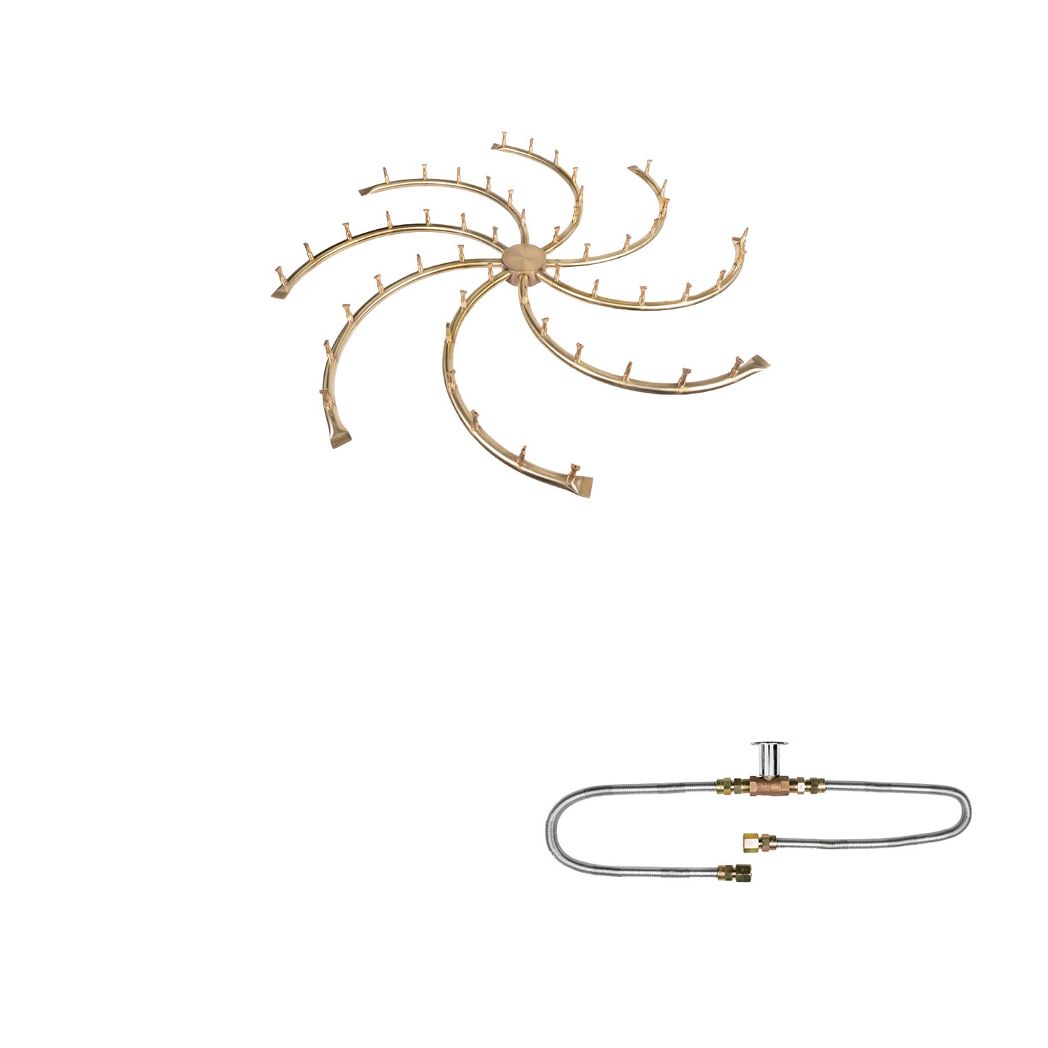 The Outdoor Plus Brass Bullet Match Light Gas Fire Pit Burner Kit