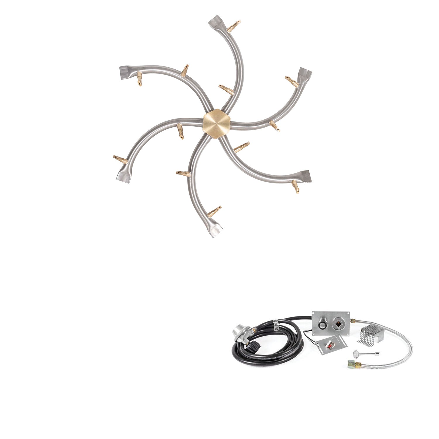 The Outdoor Plus Stainless Steel Bullet Spark Ignition Gas Fire Pit Burner Kit