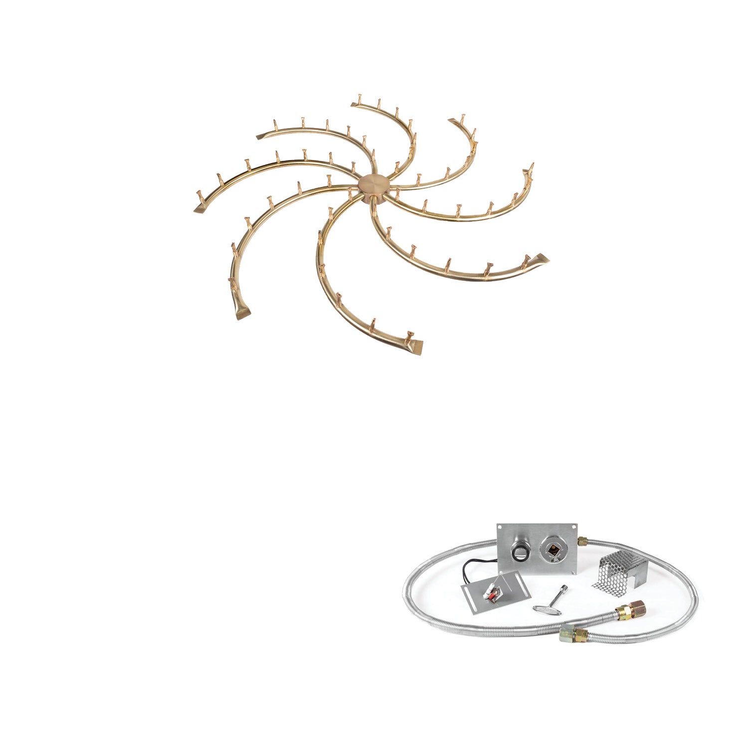 The Outdoor Plus Brass Bullet Spark Ignition Gas Fire Pit Burner Kit