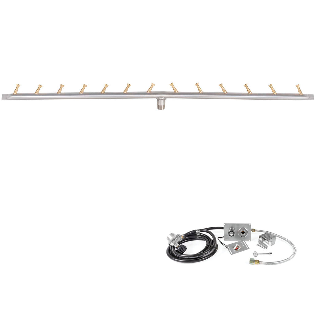 The Outdoor Plus Stainless Steel Linear Bullet Spark Ignition Gas Fire Pit Burner Kit