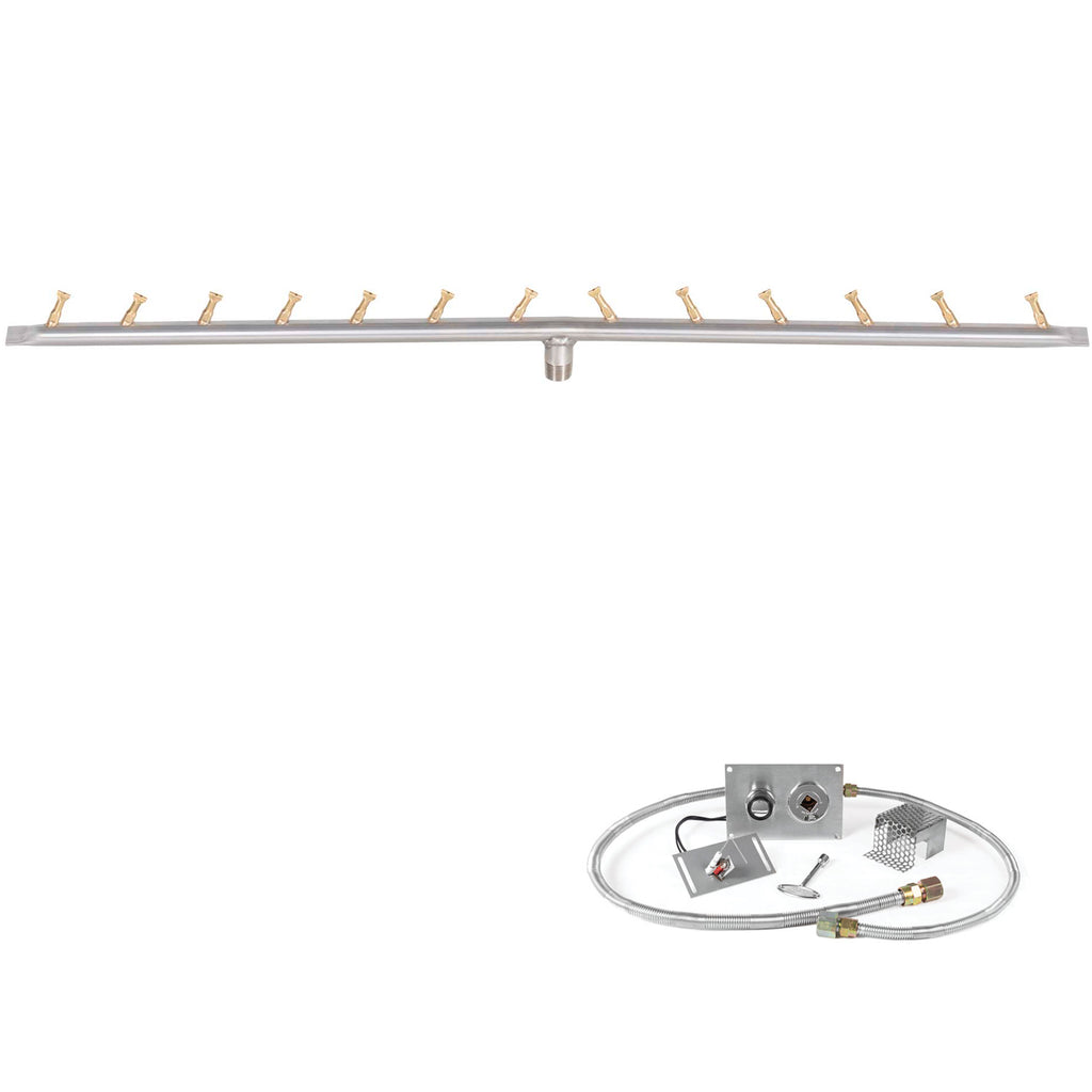 The Outdoor Plus Stainless Steel Linear Bullet Spark Ignition Gas Fire Pit Burner Kit