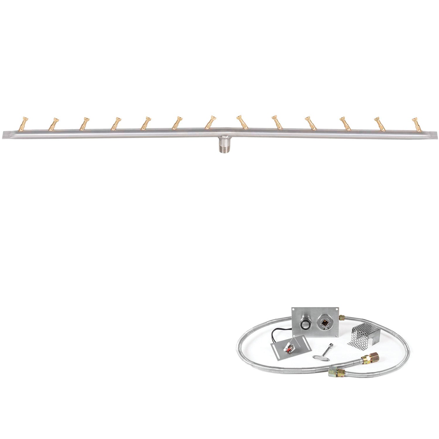 The Outdoor Plus Stainless Steel Linear Bullet Spark Ignition Gas Fire Pit Burner Kit
