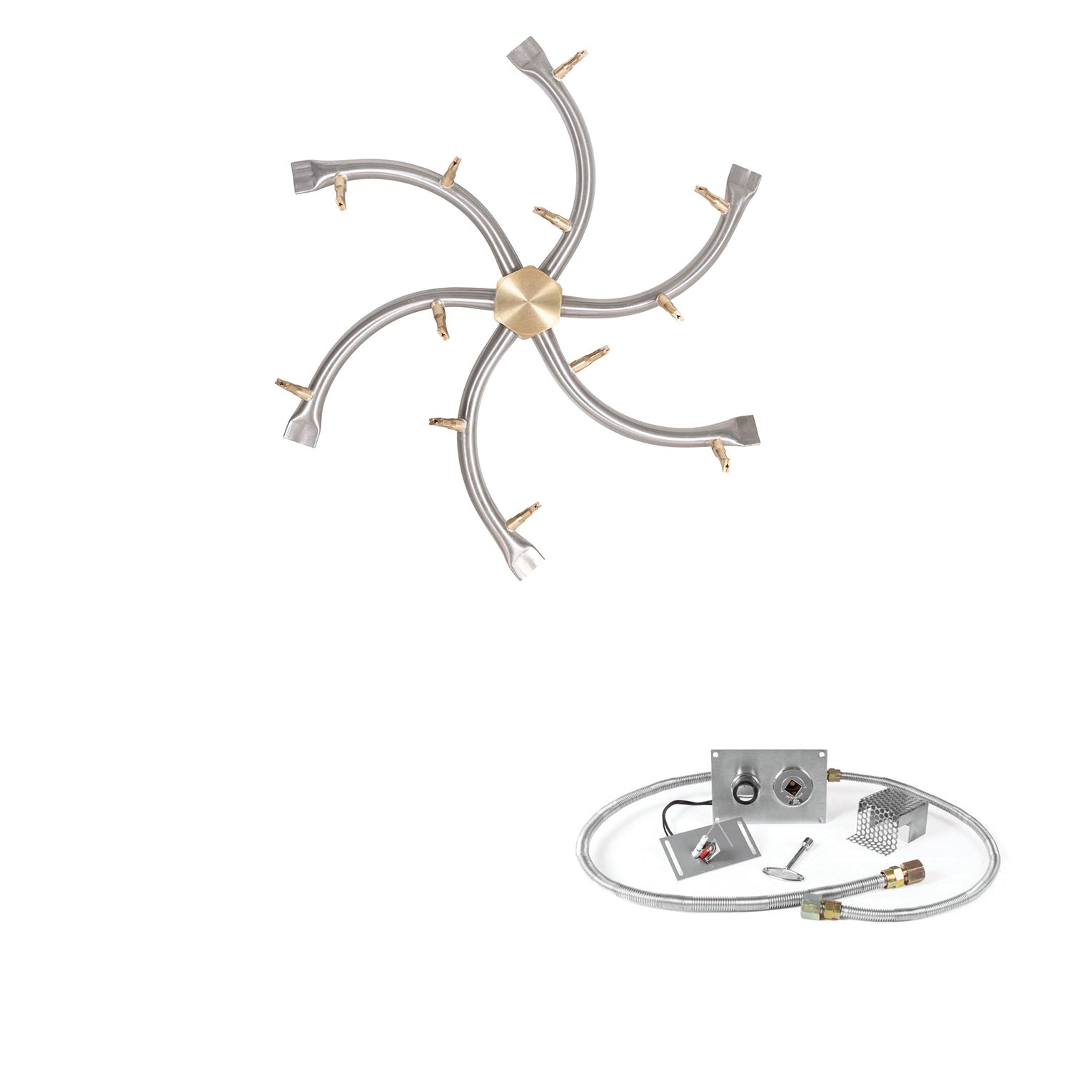 The Outdoor Plus Stainless Steel Bullet Spark Ignition Gas Fire Pit Burner Kit