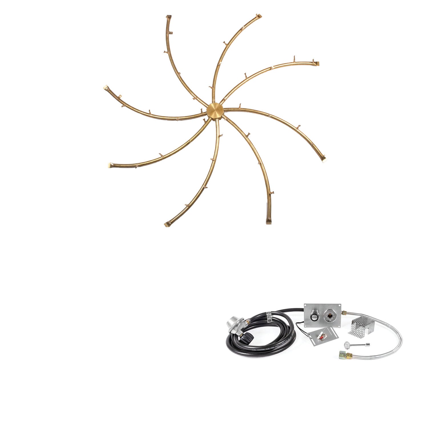 The Outdoor Plus Brass Bullet Spark Ignition Gas Fire Pit Burner Kit