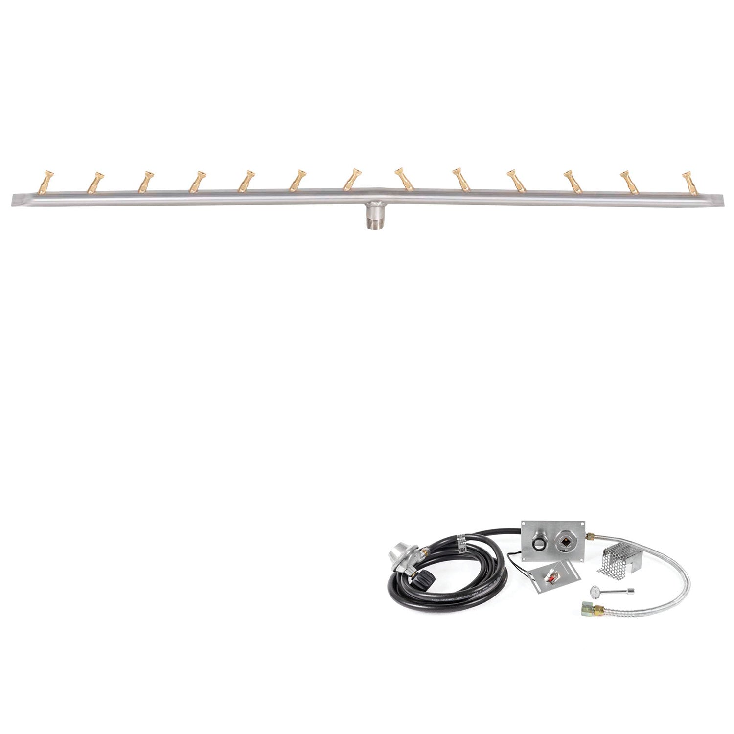 The Outdoor Plus Stainless Steel Linear Bullet Spark Ignition Gas Fire Pit Burner Kit