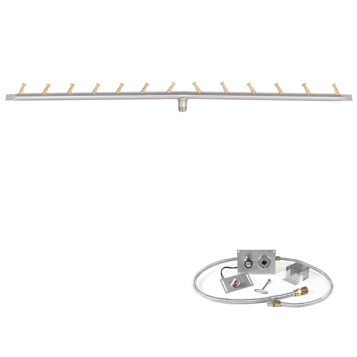 The Outdoor Plus Stainless Steel Linear Bullet Spark Ignition Gas Fire Pit Burner Kit