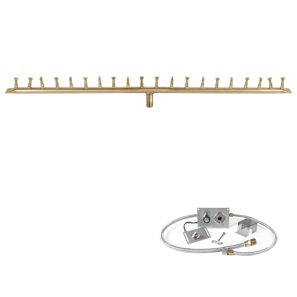 The Outdoor Plus Brass Linear Bullet Spark Ignition Gas Fire Pit Burner Kit