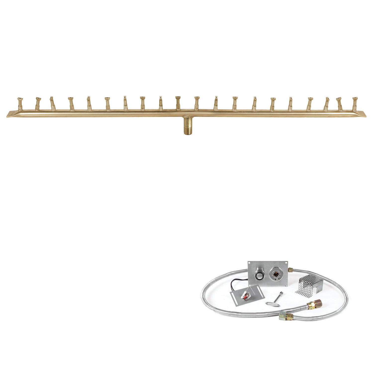 The Outdoor Plus Brass Linear Bullet Spark Ignition Gas Fire Pit Burner Kit