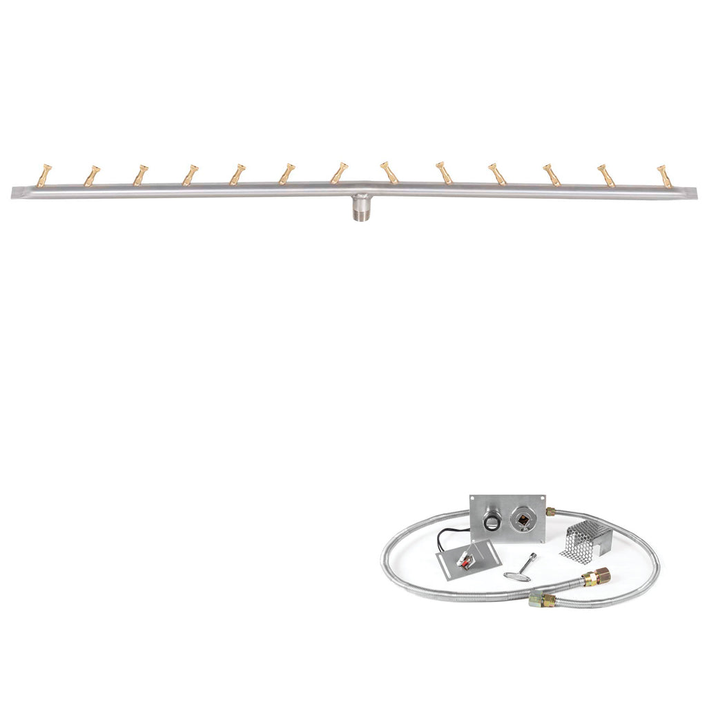 The Outdoor Plus Stainless Steel Linear Bullet Spark Ignition Gas Fire Pit Burner Kit
