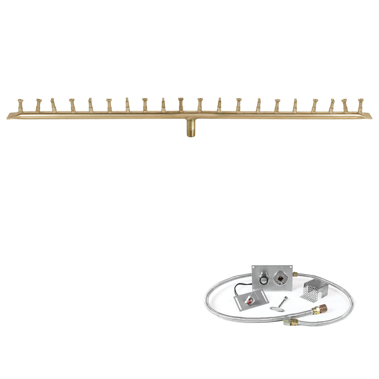 The Outdoor Plus Brass Linear Bullet Spark Ignition Gas Fire Pit Burner Kit