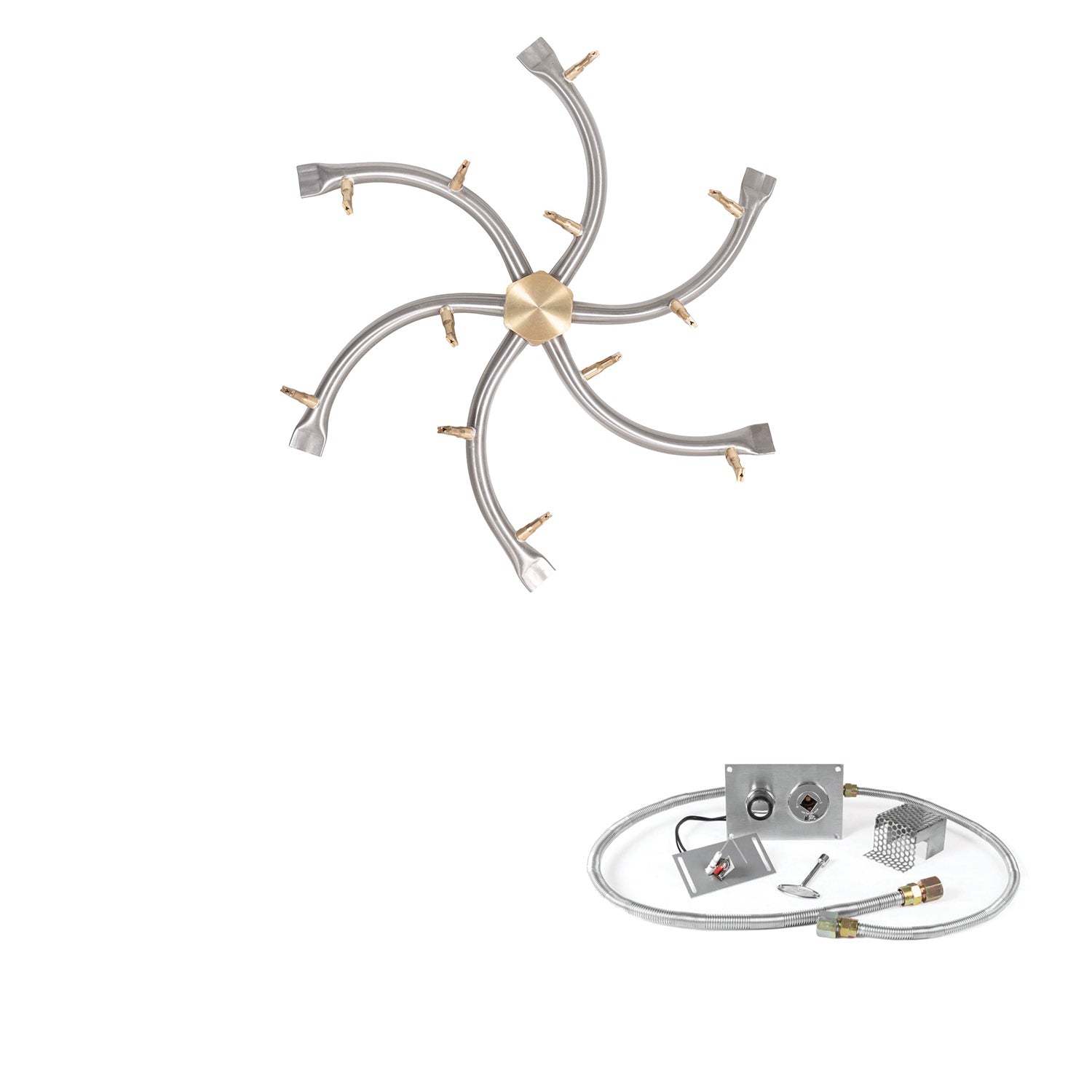 The Outdoor Plus Stainless Steel Bullet Spark Ignition Gas Fire Pit Burner Kit
