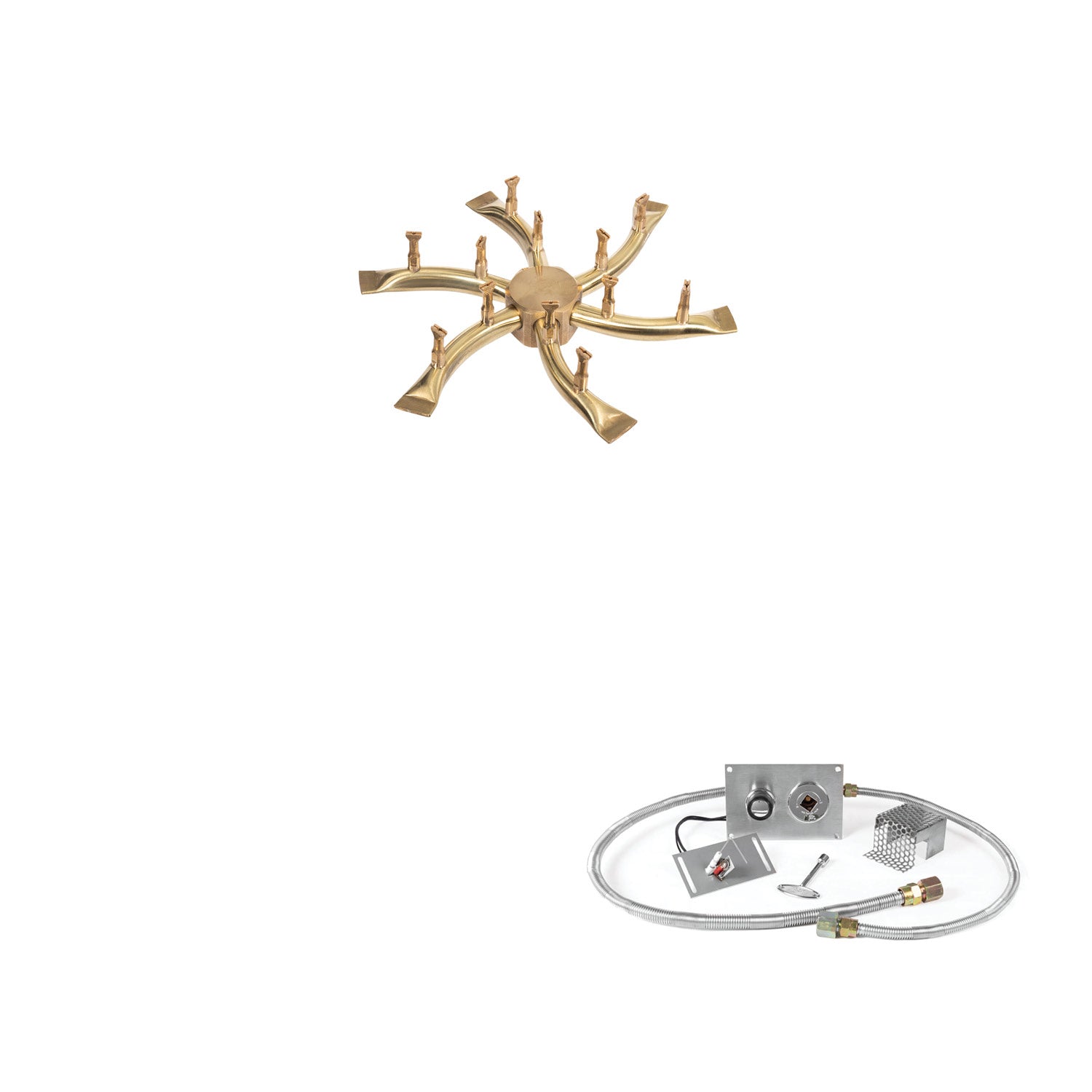 The Outdoor Plus Brass Bullet Spark Ignition Gas Fire Pit Burner Kit