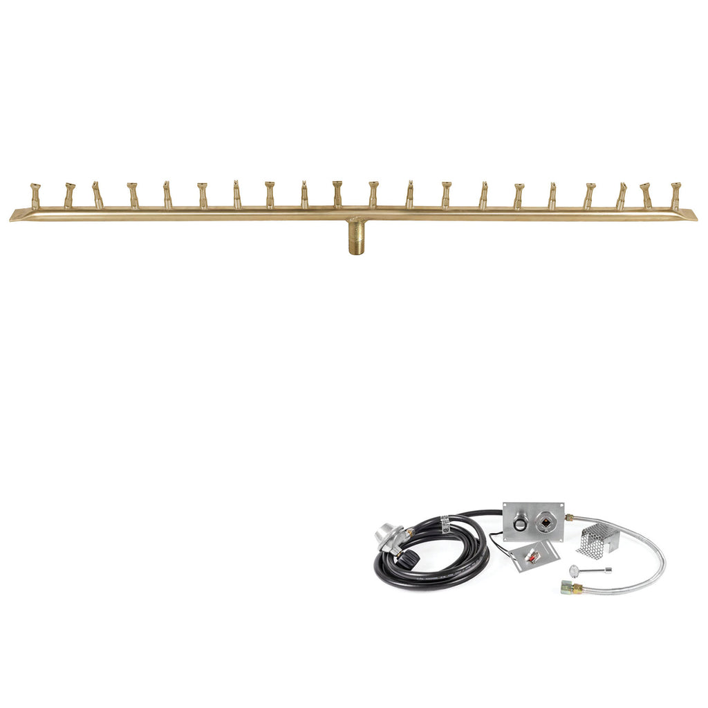 The Outdoor Plus Brass Linear Bullet Spark Ignition Gas Fire Pit Burner Kit