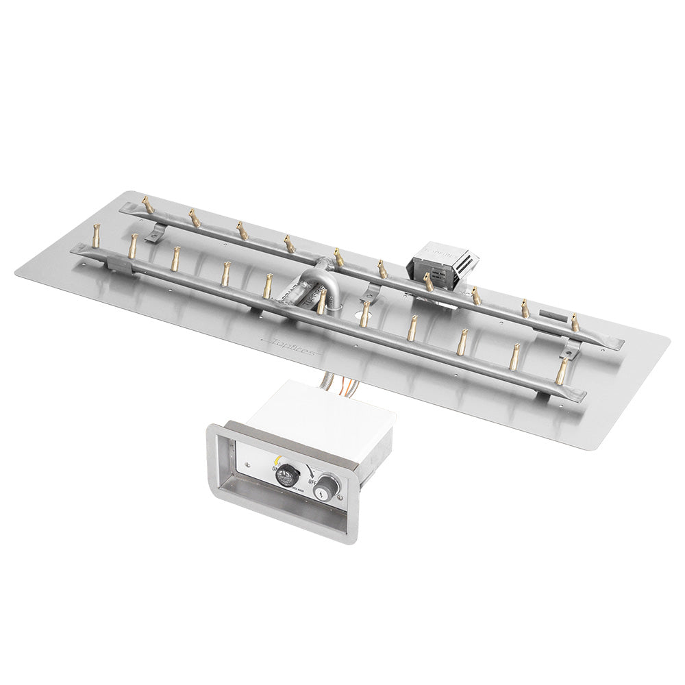 The Outdoor Plus Stainless Steel Linear H-Style Bullet Spark Ignition Gas Fire Pit Burner Kit