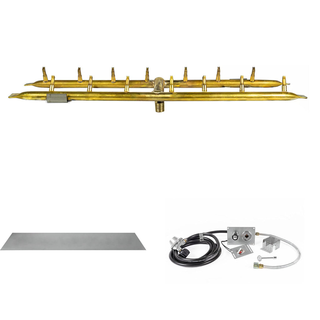 The Outdoor Plus Brass Linear H-Style Bullet Spark Ignition Gas Fire Pit Burner Kit