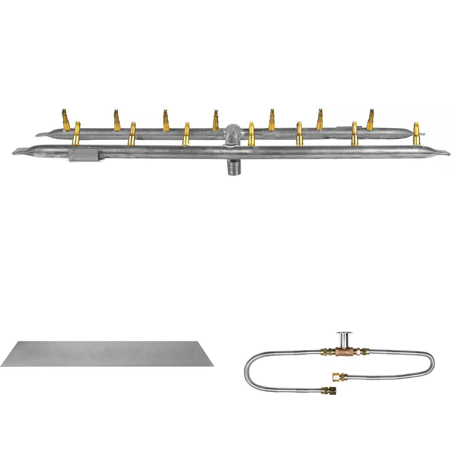 The Outdoor Plus Stainless Steel Linear H-Style Bullet Match Light Gas Fire Pit Burner Kit