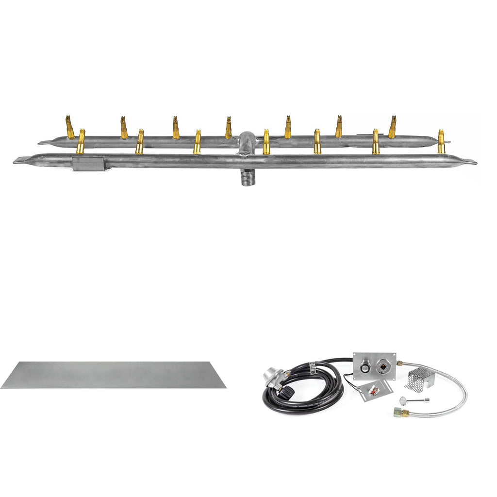 The Outdoor Plus Stainless Steel Linear H-Style Bullet Spark Ignition Gas Fire Pit Burner Kit